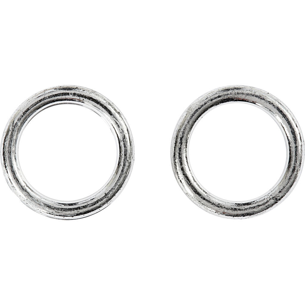 Bague en plastique, dim. 15 mm, ép. 2 mm, argent, 25 pièces/ 1 Pq. [HOB-41260]