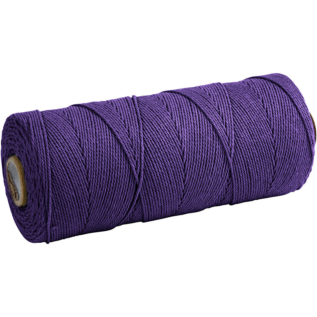 Macramé-Kordel, L 315 M, Dicke 1 mm, Dünne Qualität 12/12, Violett, 220 g/ 1 Knäuel [HOB-41510]