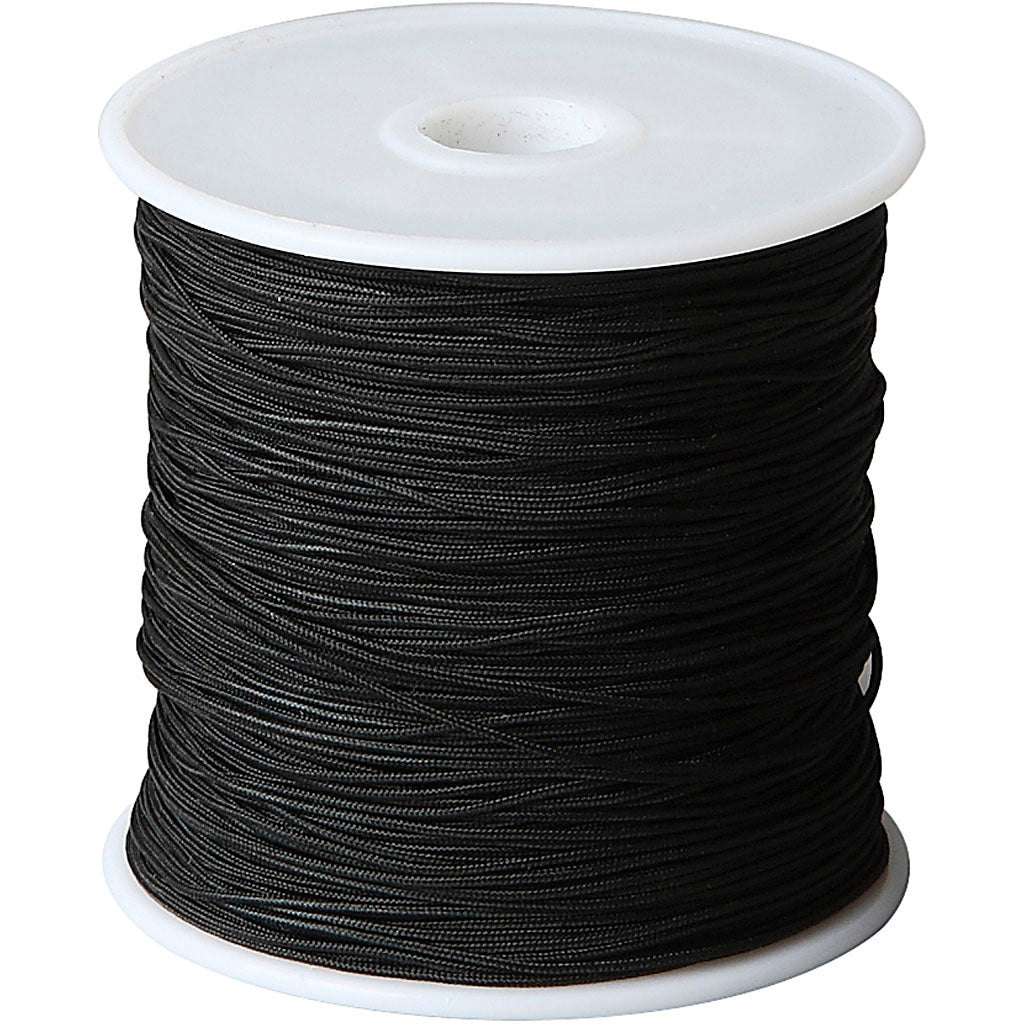 Polyester Cord, thickness 0,8 mm, black, 50 m/ 1 roll