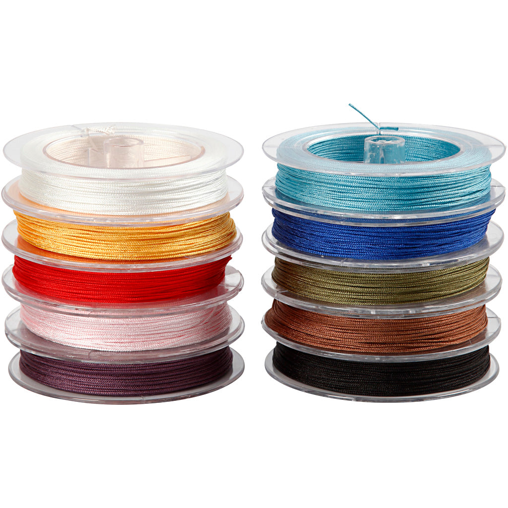Polyester cord, thickness 1 mm, assorted colours, 10x50 m