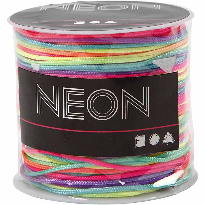 Cordon pour macramé, ép. 1 mm, couleurs néons, 28 m/ 1 rouleau [HOB-41723]
