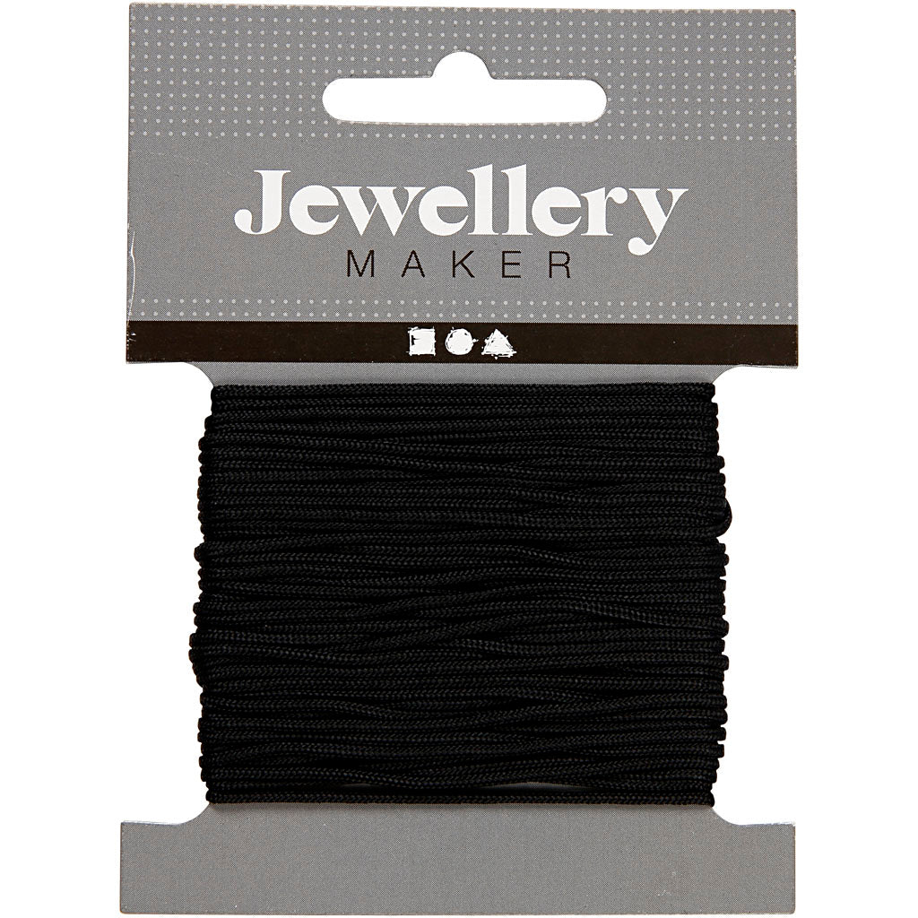 Polyester Cord, thickness 1 mm, black, 10 m/ 1 roll