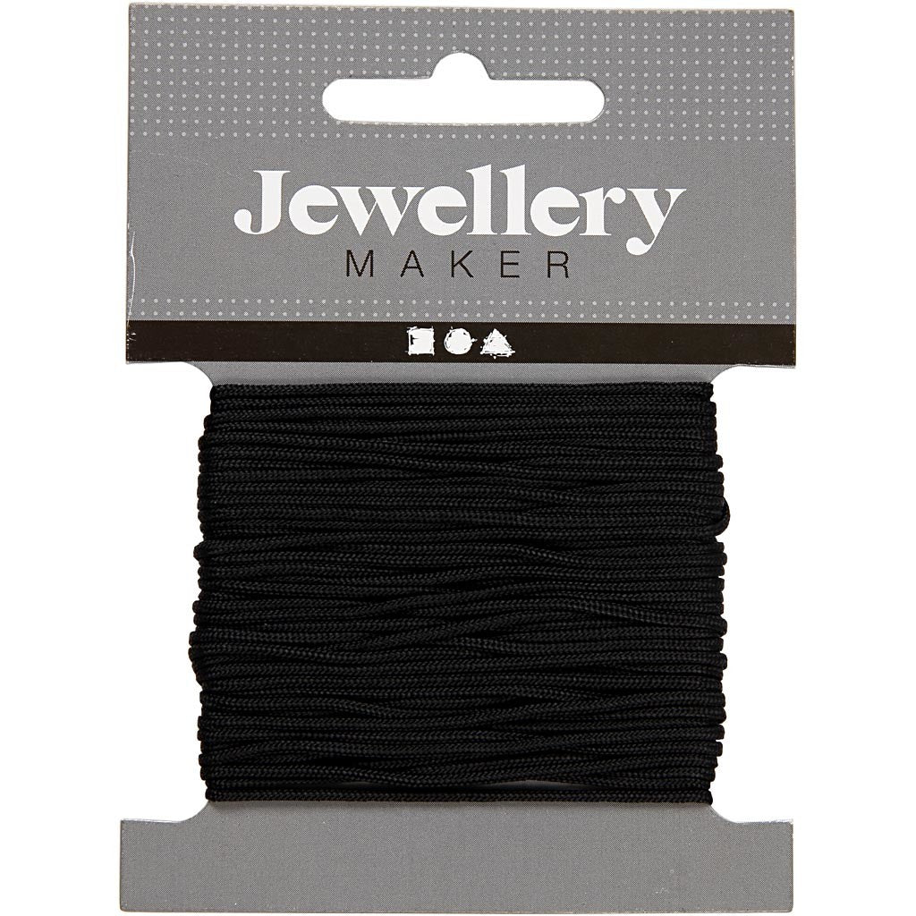 Cordon pour Macramé, ép. 1 mm, noir, 10 m/ 1 rouleau [HOB-41745]