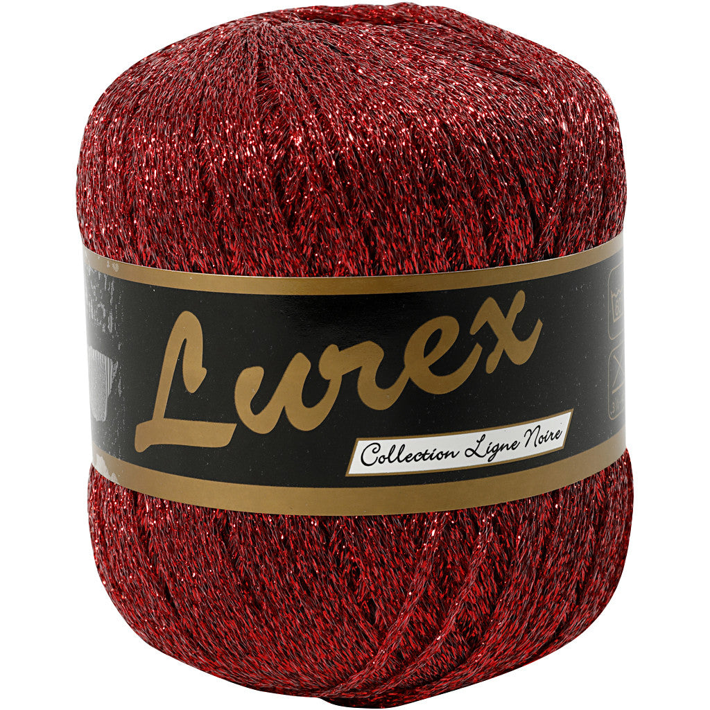 Filo in Lurex, L: 160 M, rosso, 25 g/ 1 gom. [HOB-421471]