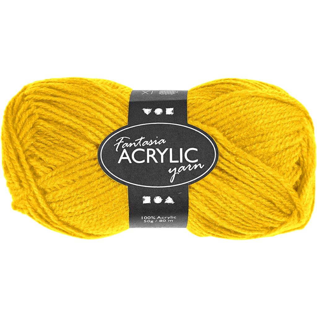 Pelote de laine acrylique Fantasia, L : 80 M, jaune, 50 gr/ 1 boule [HOB-421790]