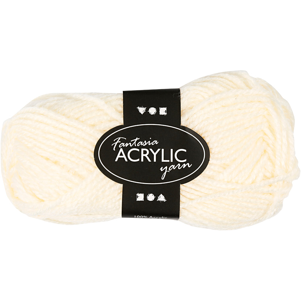 Fantasia Acrylic Yarn, L: 80 M, off-white, 50 g/ 1 ball