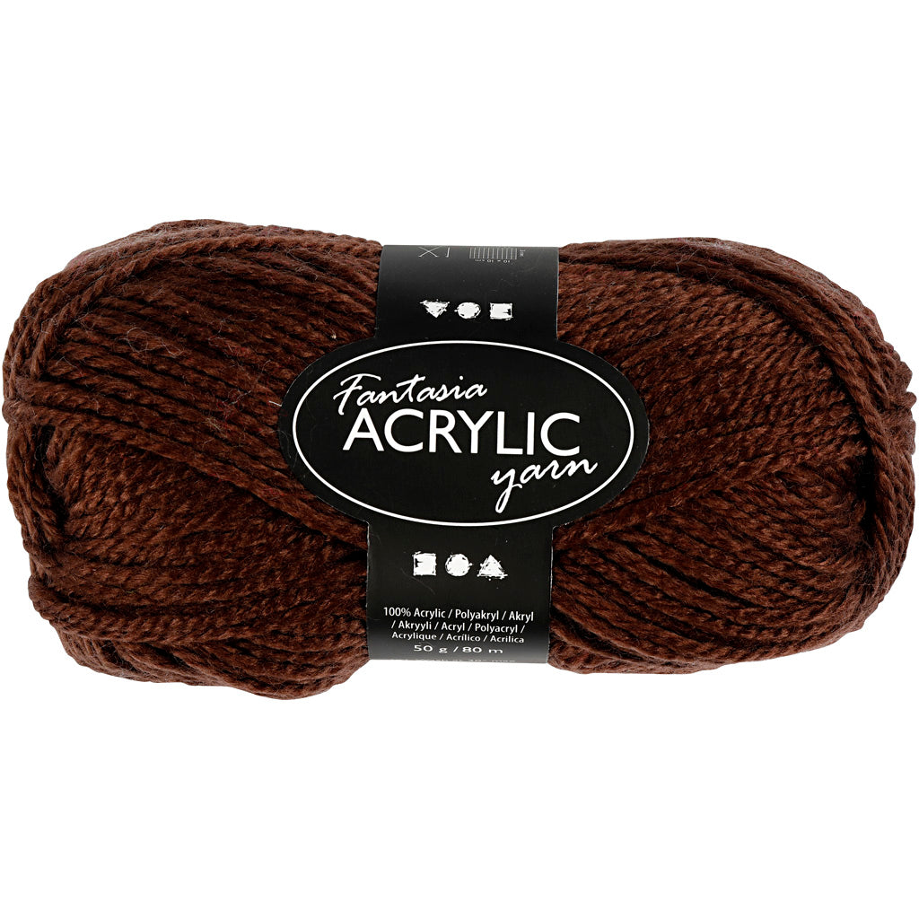 Pelote de laine acrylique Fantasia, L : 80 M, brun, 50 gr/ 1 boule [HOB-421806]