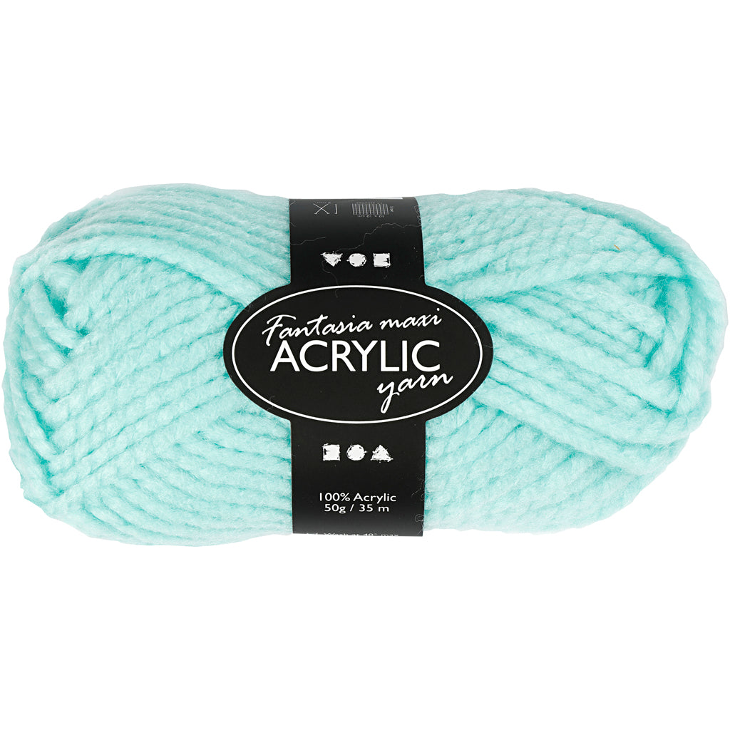 Fantasia Acrylic Yarn, L: 35 M, Maxi, mint green, 50 g/ 1 ball