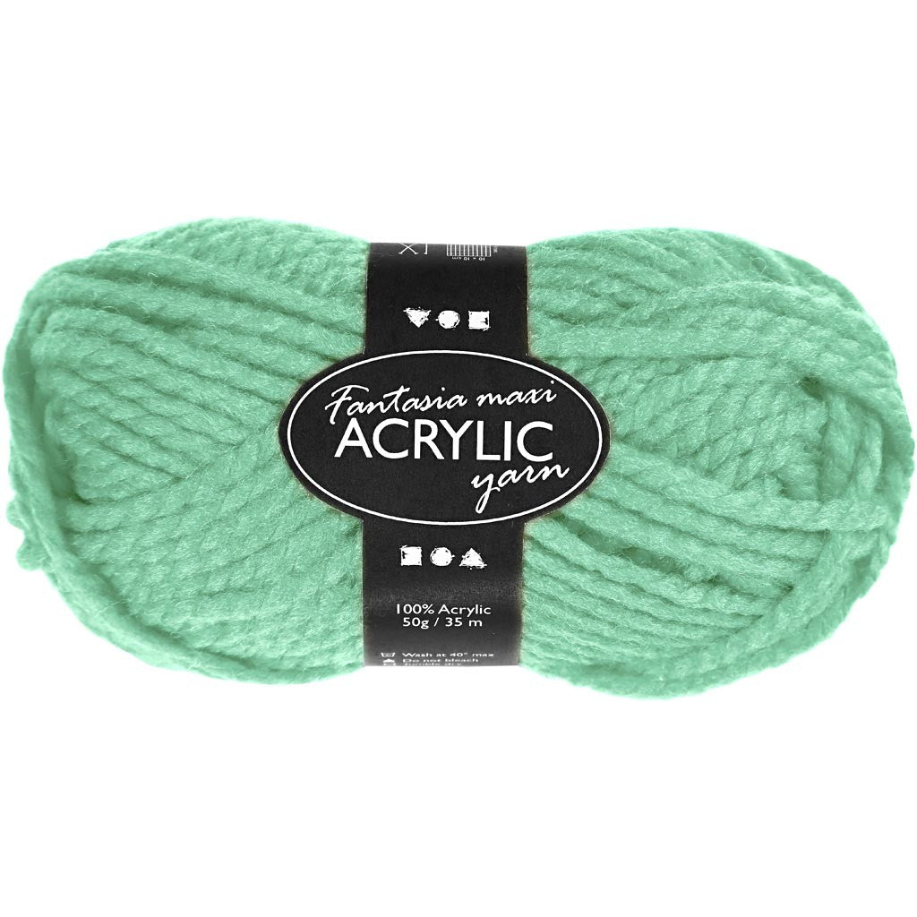 Filo Acrilico Fantasia, L: 35 M, Maxi, verde menta, 50 g/ 1 gom. [HOB-421877]