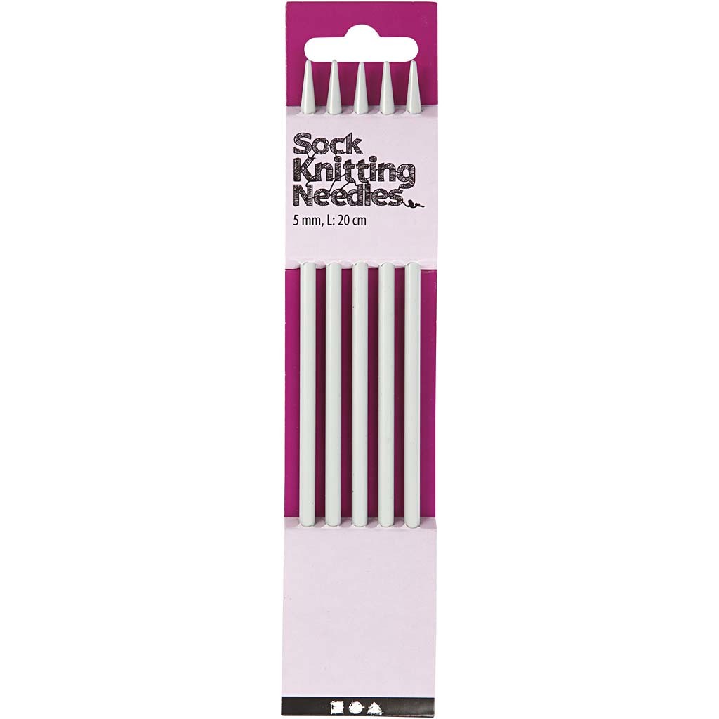 Aiguilles à chaussettes, L : 20 cm, dim. 5 mm, 1 set [HOB-42243]