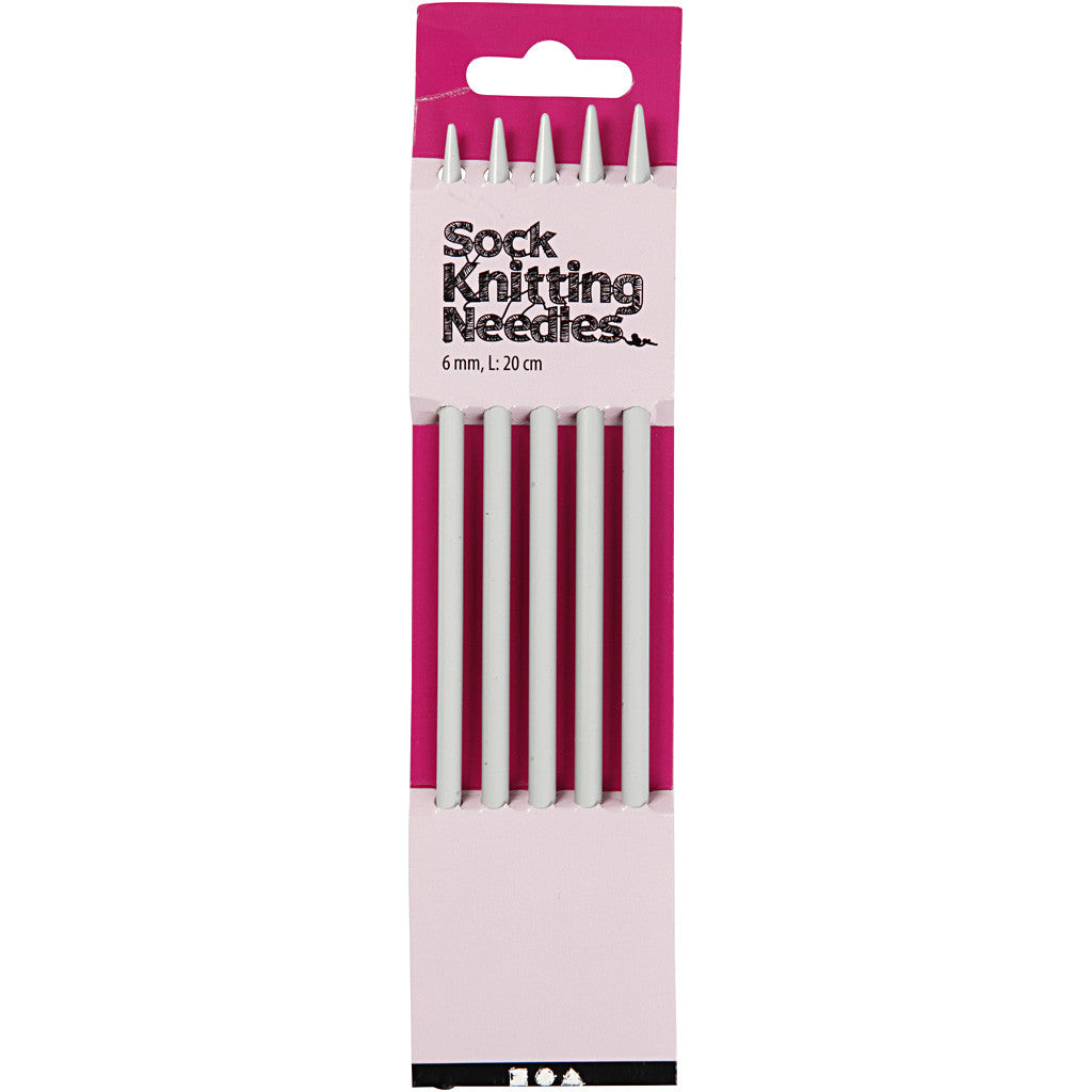 Aiguilles à chaussettes, L : 20 cm, dim. 6 mm, 1 set [HOB-42263]