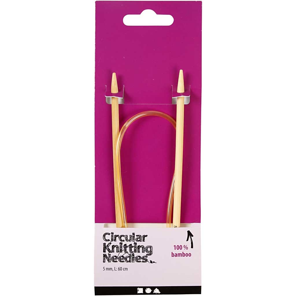 Aiguilles à tricoter circulaires, L : 60 cm, dim. 5 mm, 1 pièce [HOB-42273]