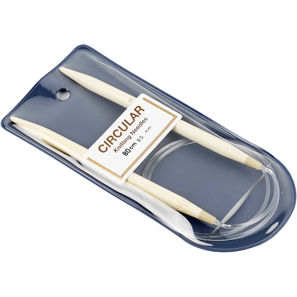 Ferri da maglia circolari, L: 80 cm, misura 8 mm, 1 pz [HOB-42278]