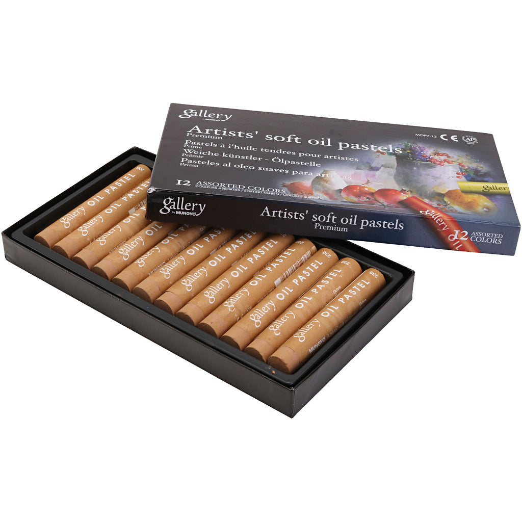 Gallery Oil Pastel, L: 7 cm, dia. 11 mm, thickness 11 mm, ochre, 12 pc