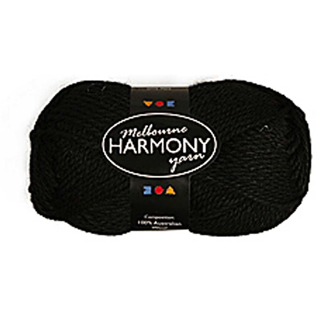 Pelote de laine Melbourne, L : 92 M, noir, 50 gr/ 1 boule [HOB-44724]
