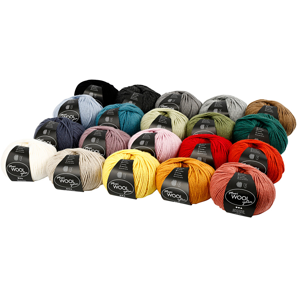 Wool Yarn, L: 125 M, assorted colours, 20x100 g