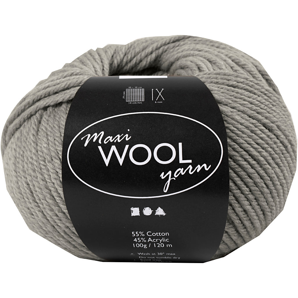 Wool Yarn, L: 125 M, grey mixture, 100 g/ 1 ball