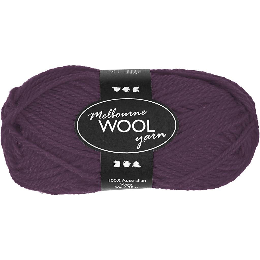 Pelote de laine Melbourne, L : 92 M, violet, 50 gr/ 1 boule [HOB-44780]