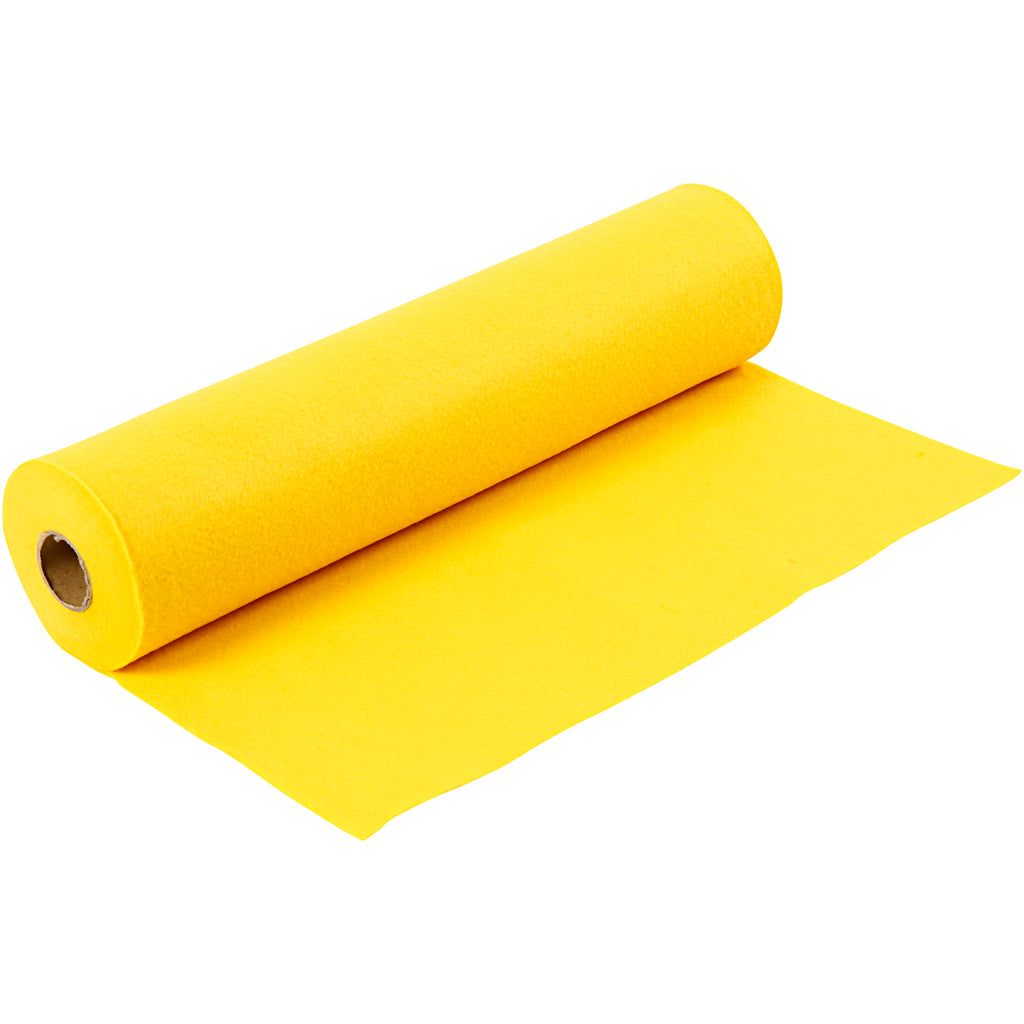 Craft felt, W: 45 cm, thickness 1,5-2 mm, 180-200 g, yellow, 5 m/ 1 roll
