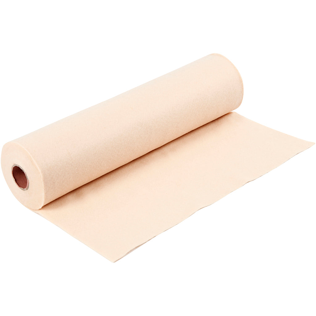Craft felt, W: 45 cm, thickness 1,5-2 mm, 180-200 g, light beige, 5 m/ 1 roll