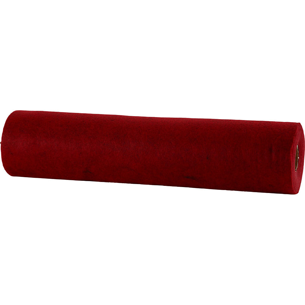 Feltro artigianale, L: 45 cm, spess. 1,5-2 mm, ruvido, 180-200 g, rosso, 5 m/ 1 rot. [HOB-45040]
