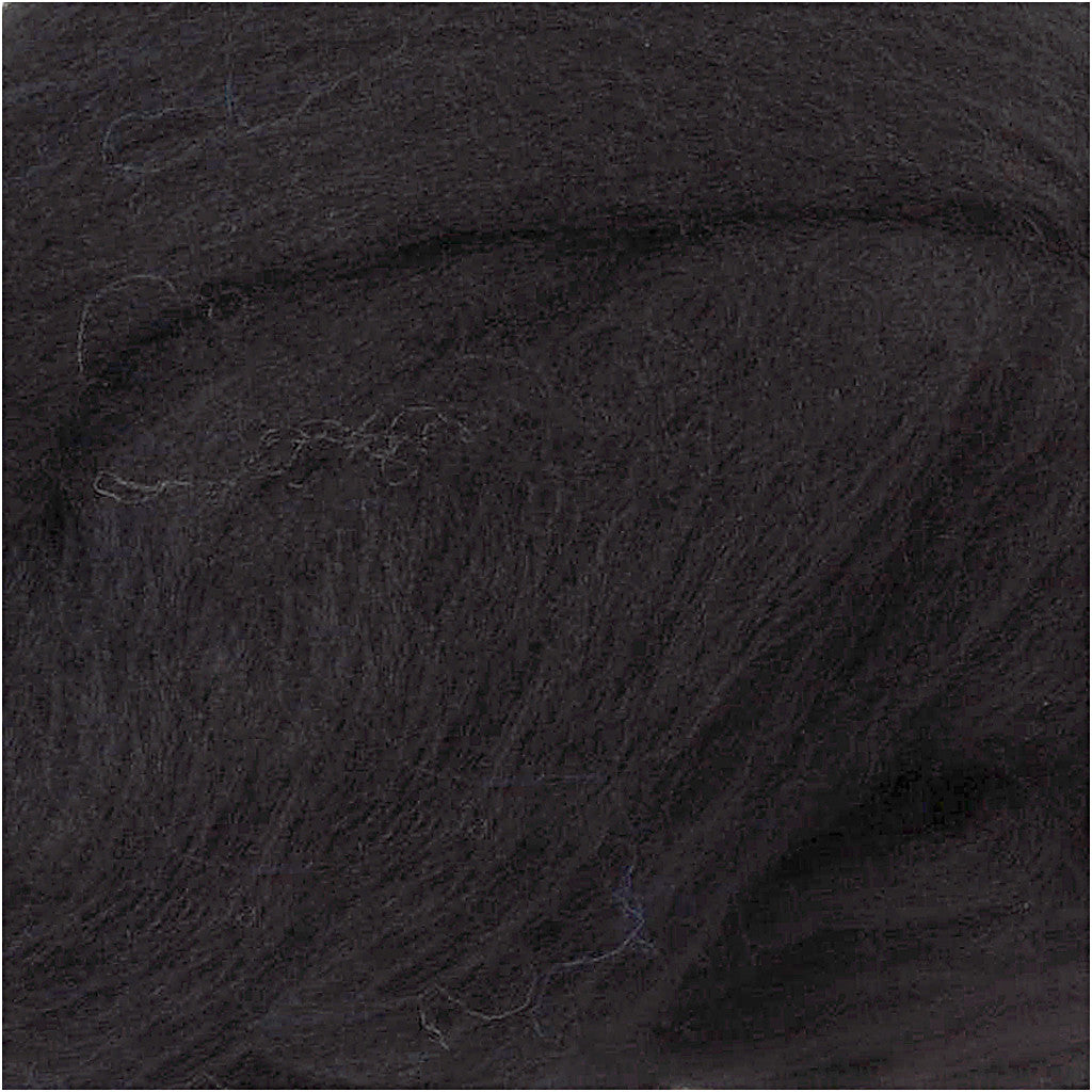 Merinowolle, Dicke 21 my, Schwarz, 100 g/ 1 Pck [HOB-46053]