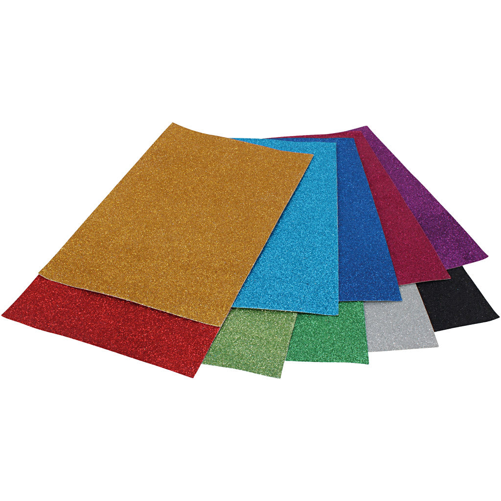 Kartonblätter mit Glitter, A4, Farbe kann variieren , 250 g, 10 Bl./ 1 Pck [HOB-2304600]