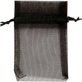 Organza-Beutel, Größe 7x10 cm, Schwarz, 10 Stk/ 1 Pck [HOB-4743902]