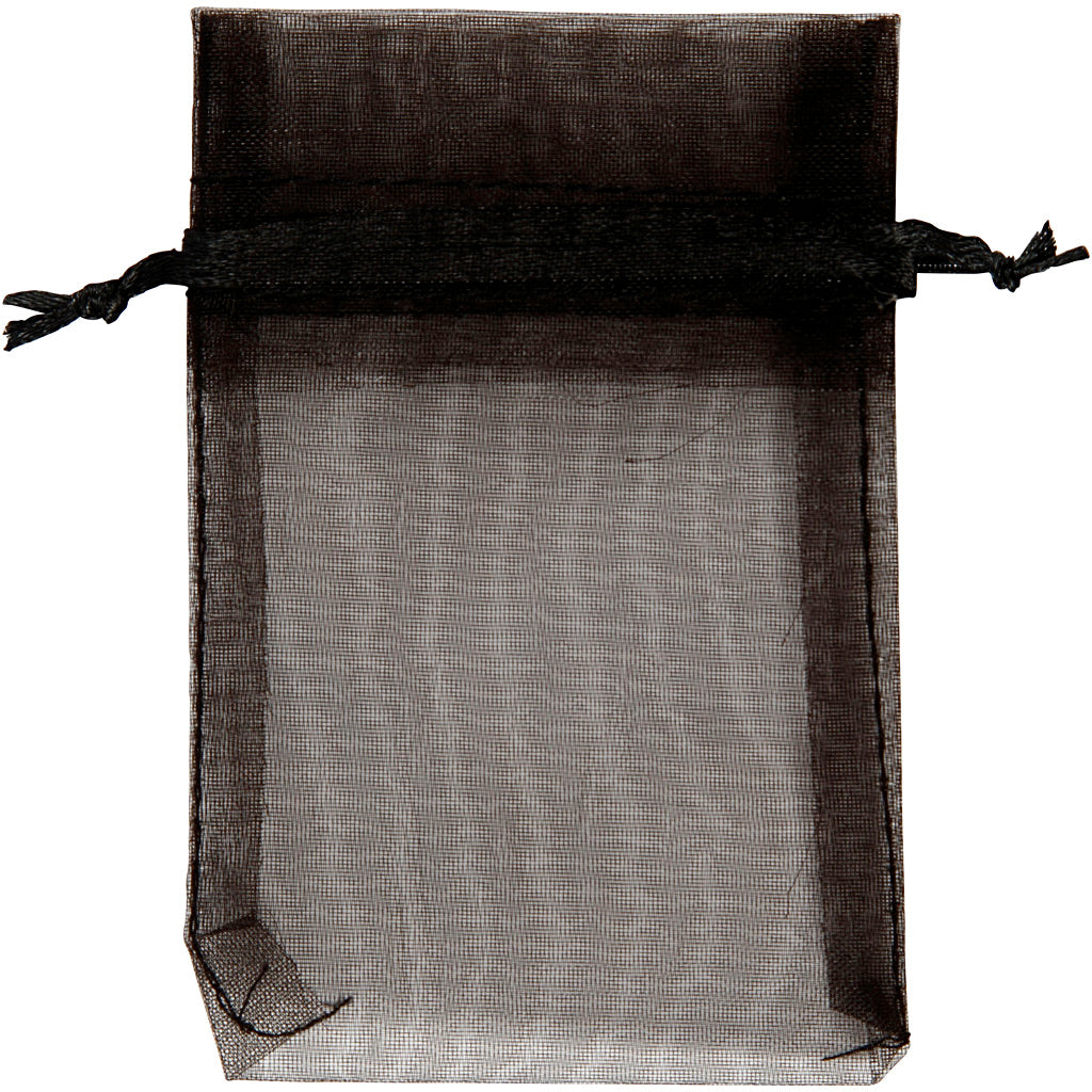 Organza Bags, size 7x10 cm, black, 10 pc