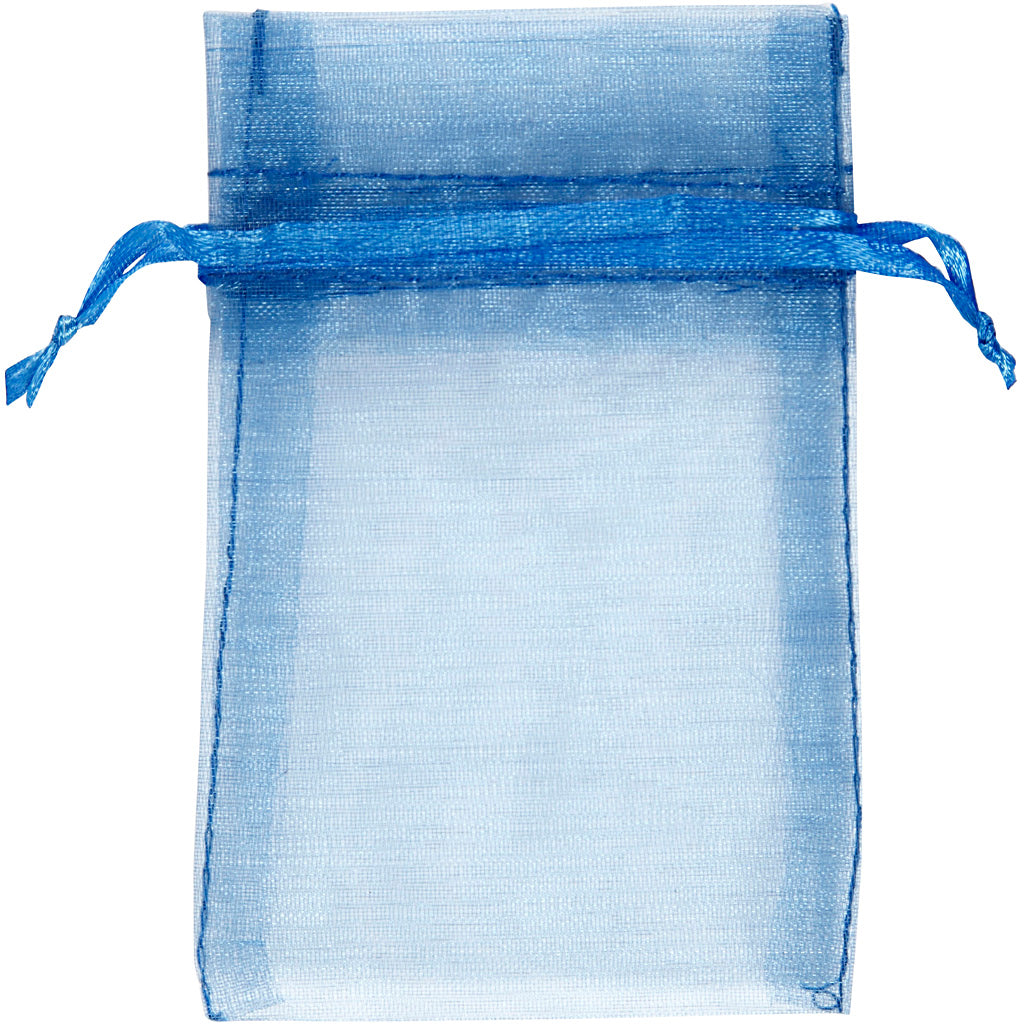 Organza Bags, size 7x10 cm, blue, 10 pc