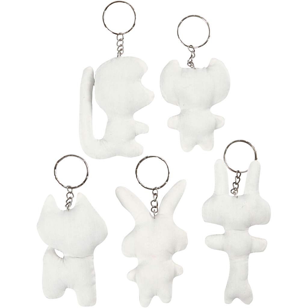 Fabric Figures with key rings, H: 6-10 cm, 5 pc
