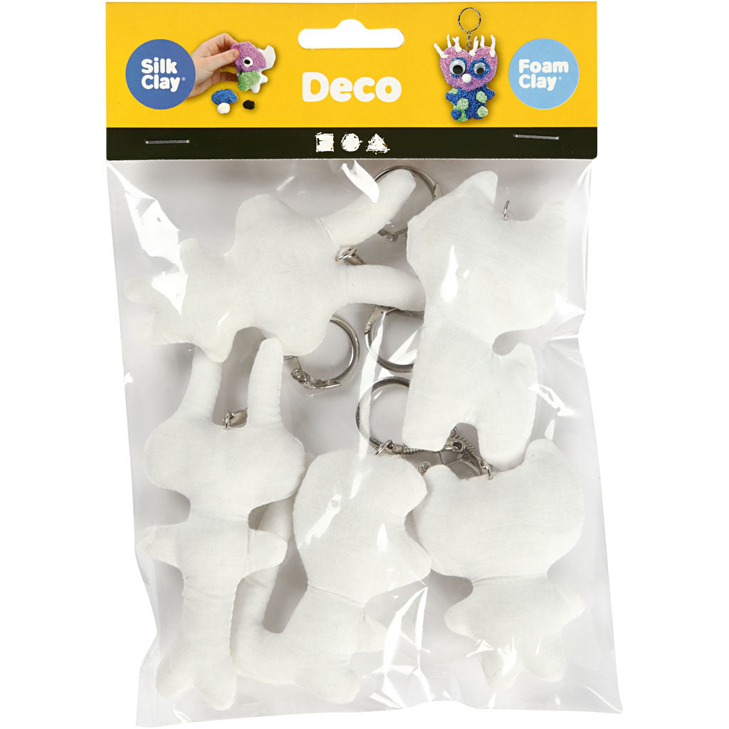 Figurines en tissu avec porte-clés, H : 6-10 cm, 5 pièces/ 1 Pq. [HOB-49503]