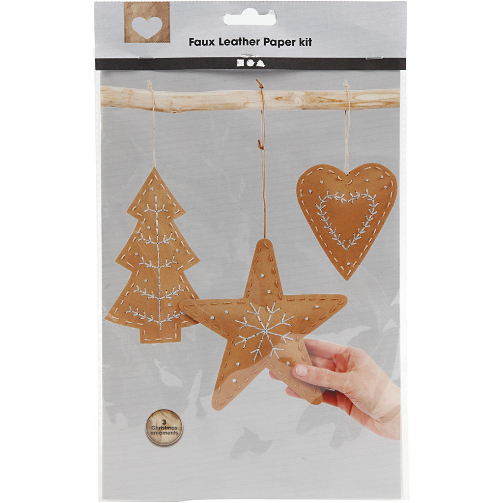 Weihnachts-Bastelset Lederpapier, Dicke 0,55 mm, Beige, 1 Set [HOB-498825]