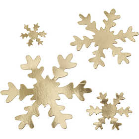 Fiocco di neve, diam 3+5+8+10 cm, 350 g, oro, 16 pz/ 1 conf. [HOB-49897]