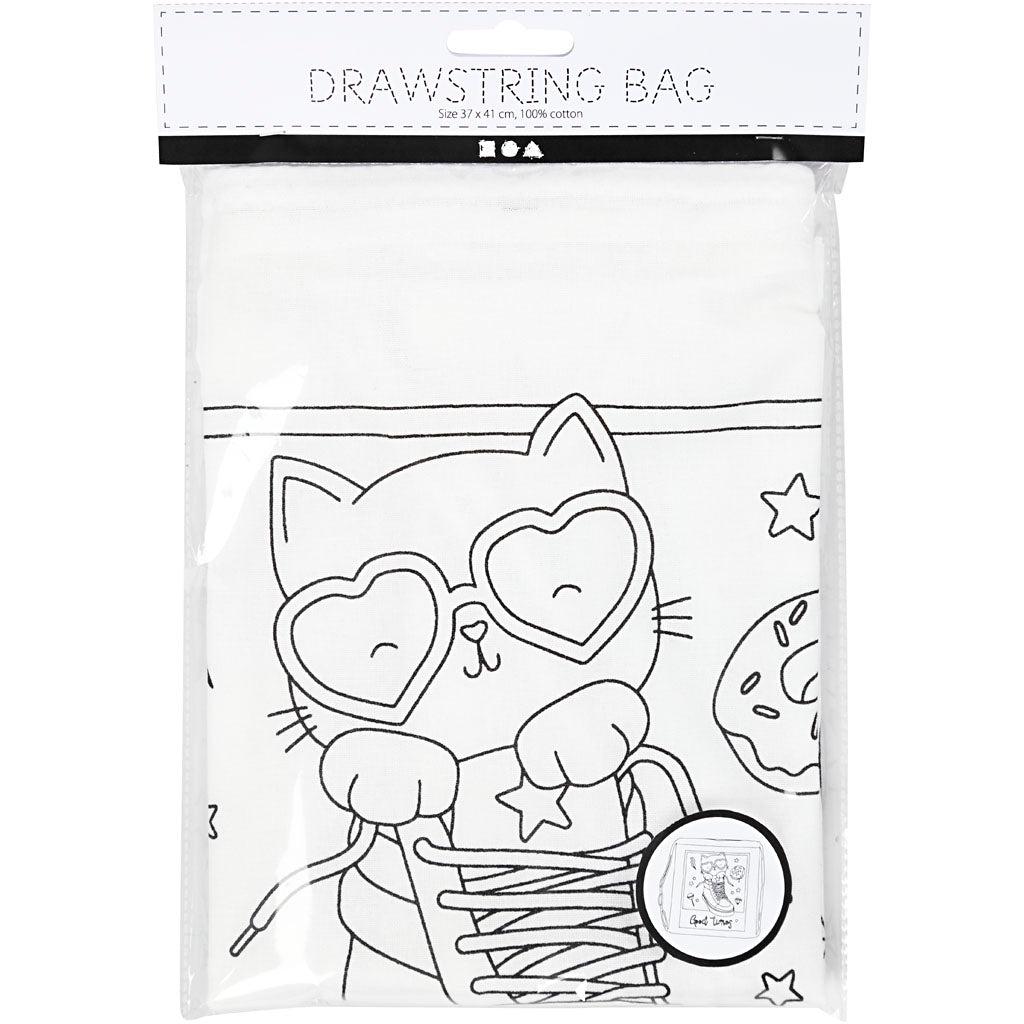 Sac de sport à cordon, dim. 37x41 cm, 130 gr, blanc, 1 pièce [HOB-499909]
