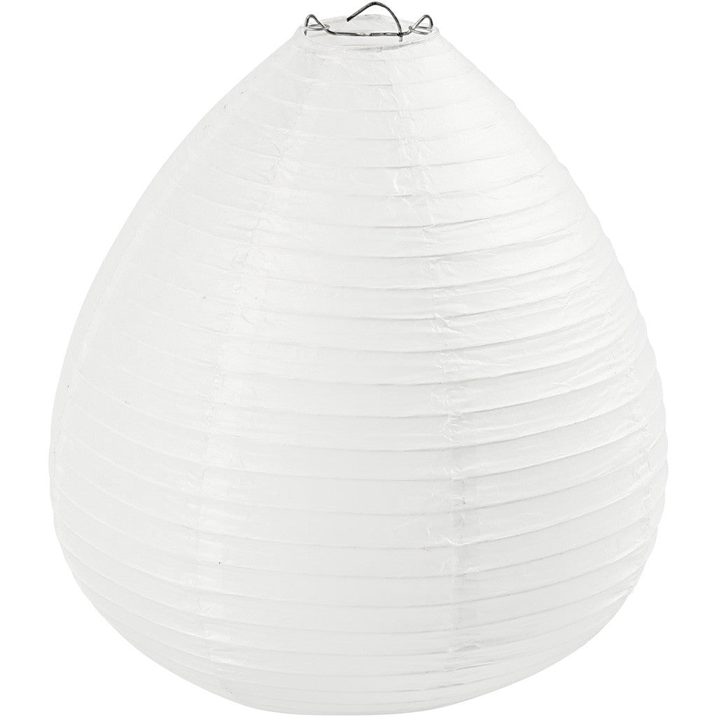 Lampada di carta, Goccia, H: 27 cm, diam 25 cm, bianco, 1 pz [HOB-500282]