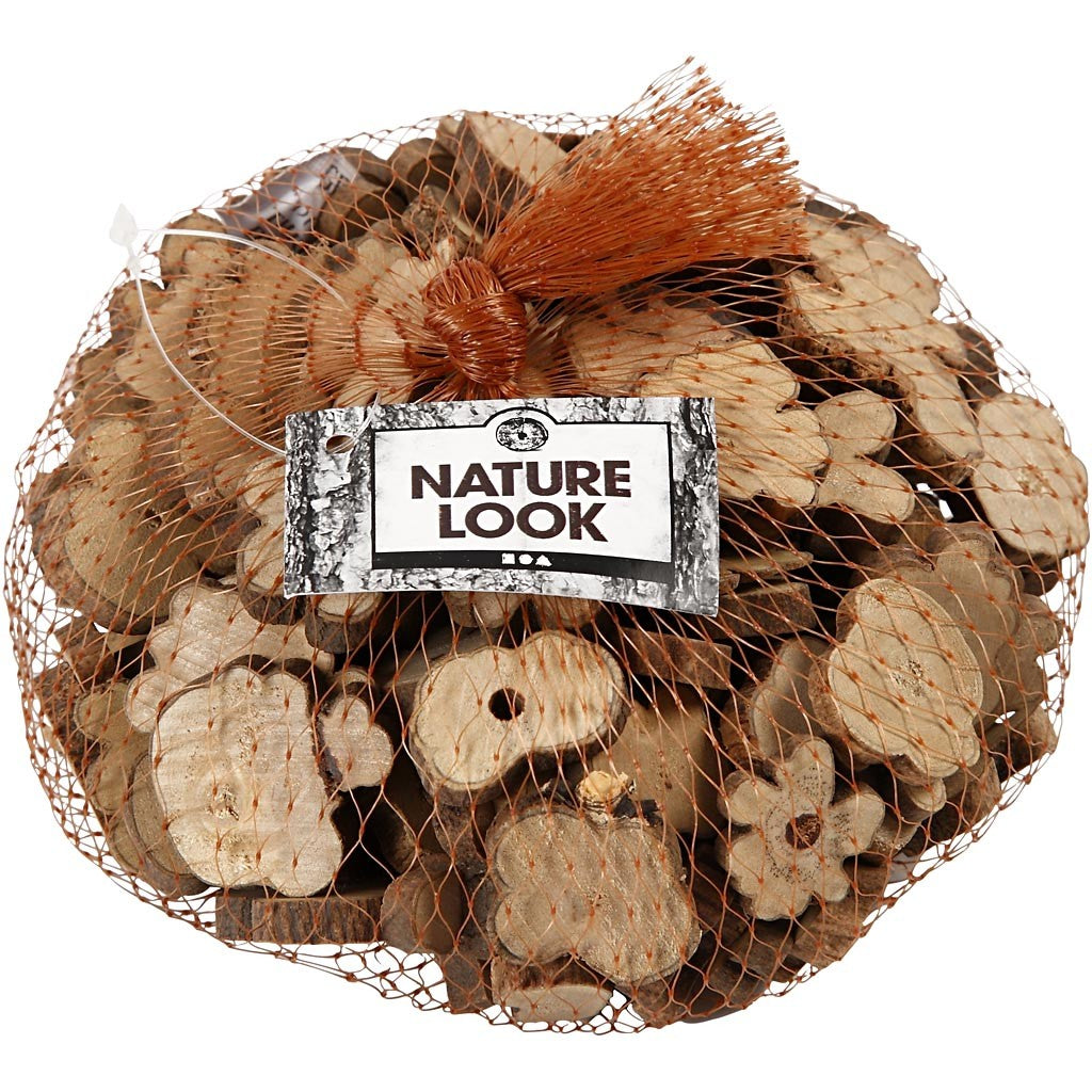 Holzscheiben-Mix, Größe 15-40 mm, Dicke 5 mm, 230 g/ 1 Pck [HOB-502170]