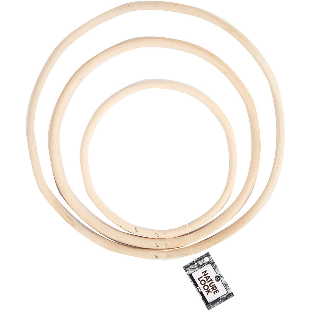 Anello di bamboo, diam 15,3+20,3+25,5 cm, 3 pz/ 1 set [HOB-50238]
