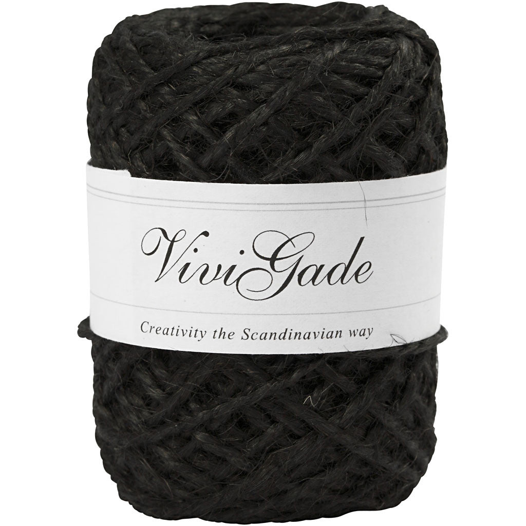 Naturhanf-Schnur, Dicke 1-2 mm, Schwarz, 30 m/ 1 Rolle [HOB-503243]