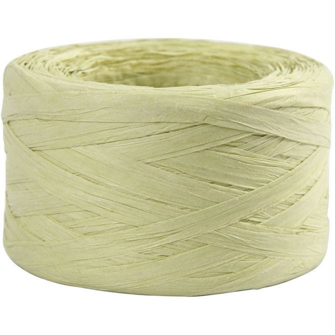 Papierbast (Raffia), B 7-8 mm, Hellgrün, 100 m/ 1 Rolle [HOB-503295]