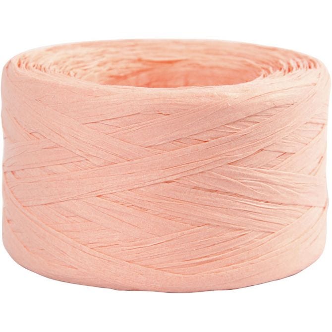 Papierbast (Raffia), B 7-8 mm, Hellrosa, 100 m/ 1 Rolle [HOB-503296]