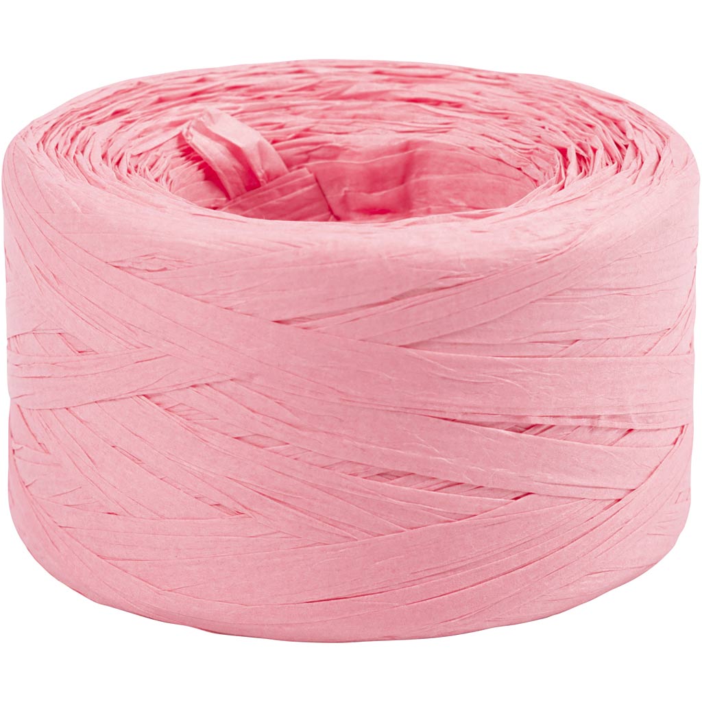 Paper Raffia Yarn, W: 7-8 mm, light rose, 100 m/ 1 roll