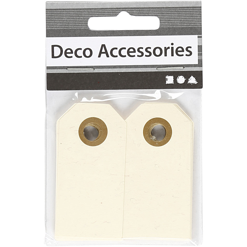 Étiquettes en carton, dim. 3x6 cm, 250 gr, crème, 30 pièces/ 1 Pq. [HOB-510030]