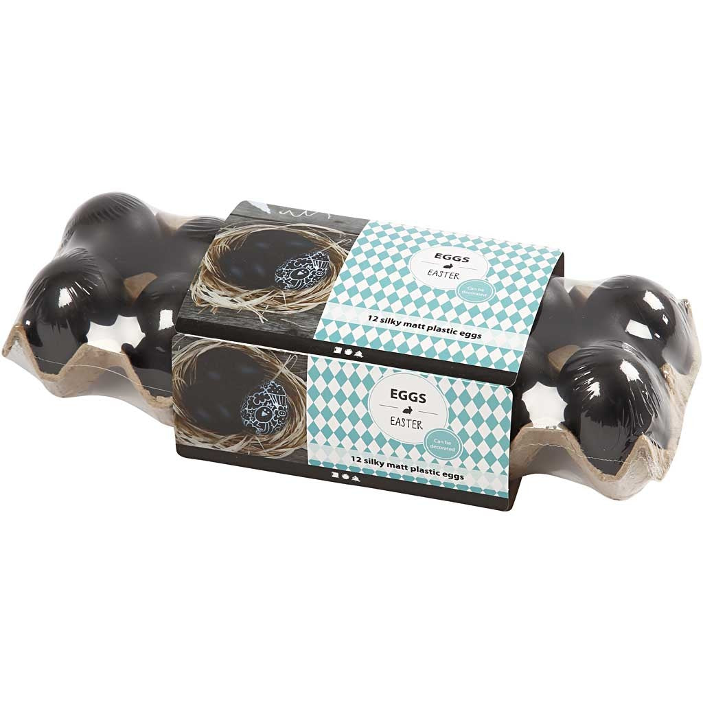 Uovo, H: 6 cm, nero, 12 pz/ 1 conf. [HOB-51025]