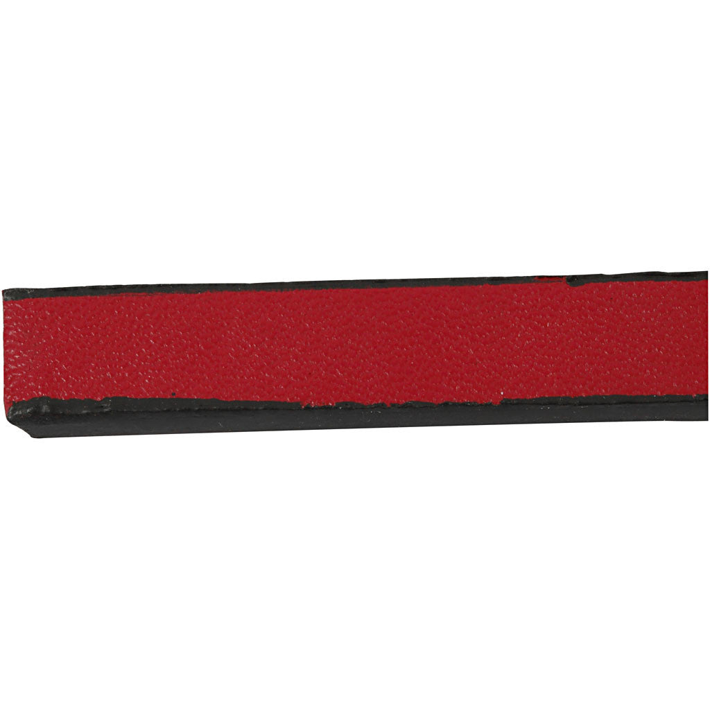 Ceinture Type Cuir, L : 10 mm, ép. 3 mm, rouge, 1 m/ 1 Pq. [HOB-51485]