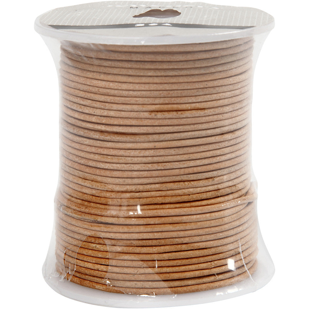 Lederband, Dicke 2 mm, Beige, 50 m/ 1 Rolle [HOB-51542]