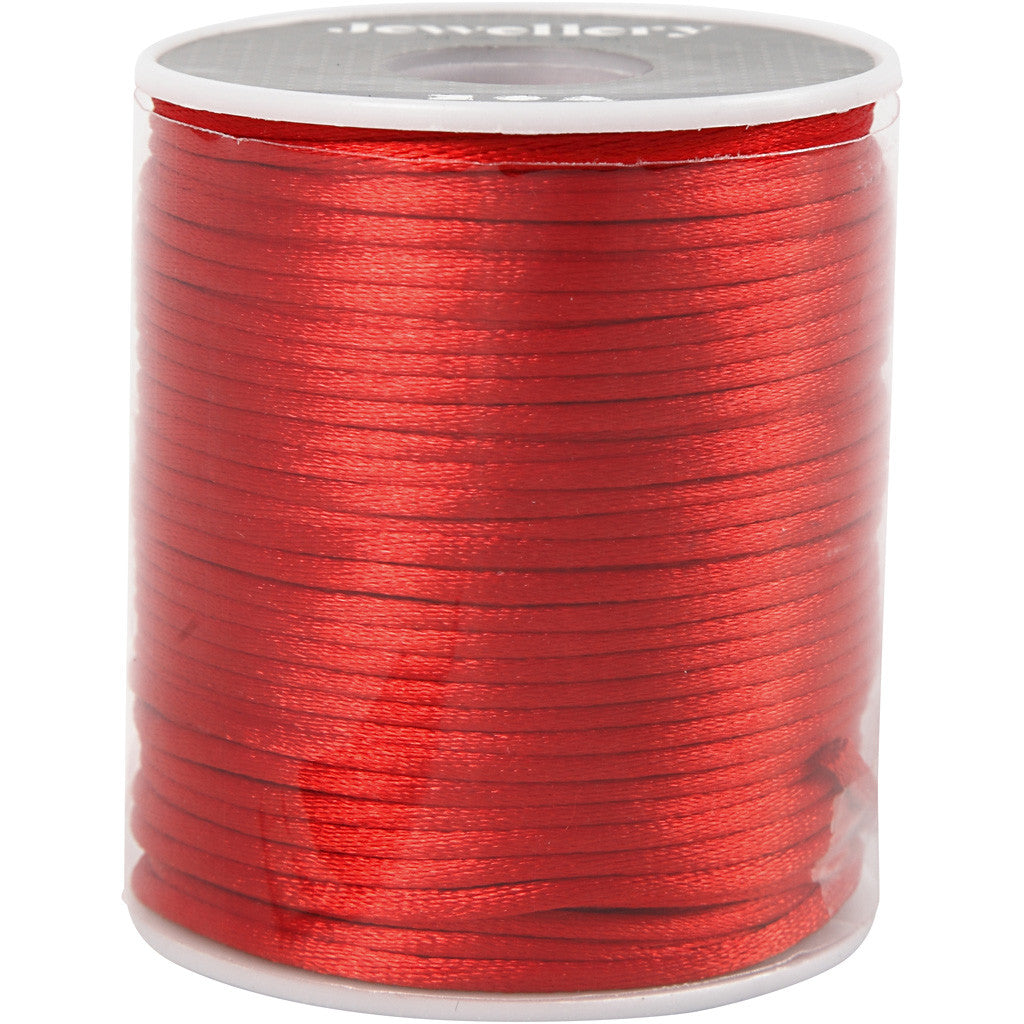 Cordon en satin, ép. 2 mm, rouge, 50 m/ 1 rouleau [HOB-515508]