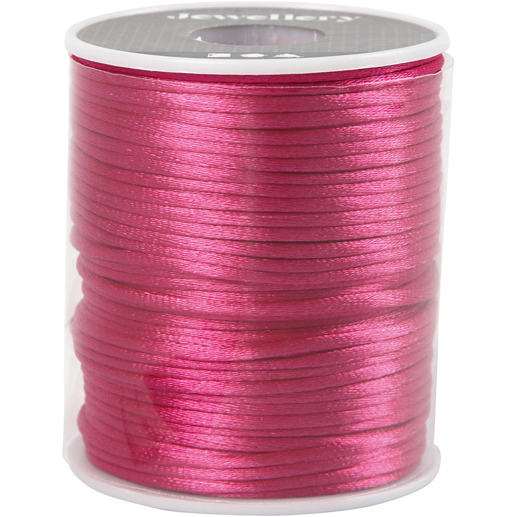 Corda di raso, spess. 2 mm, rosa, 50 m/ 1 rot. [HOB-515516]