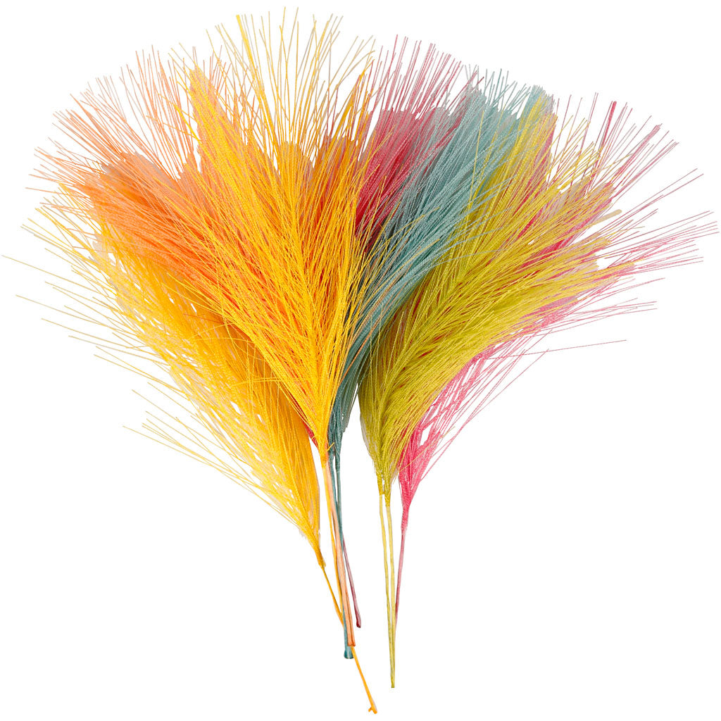 Artificial feathers, L: 15 cm, W: 8 cm, assorted colours, 10 pc