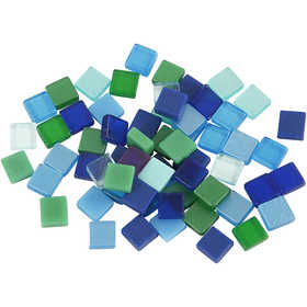 Mini-mosaïques, dim. 5x5 mm, ép. 2 mm, harmonie bleu/vert, 25 gr/ 1 Pq. [HOB-51929]